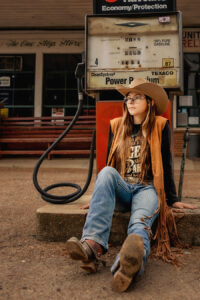 western cowboy Vintage Gas Station Photoshoot