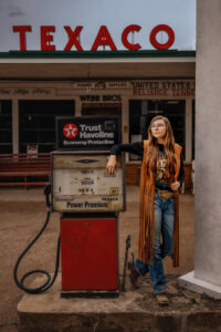 western cowboy Vintage Gas Station Photoshoot