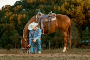 Western Senior Photo Session Horse & Cowboy