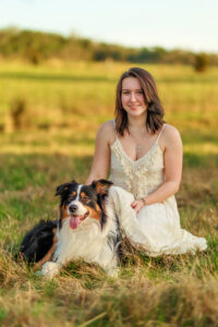 country graduation senior photo session - girl with dog