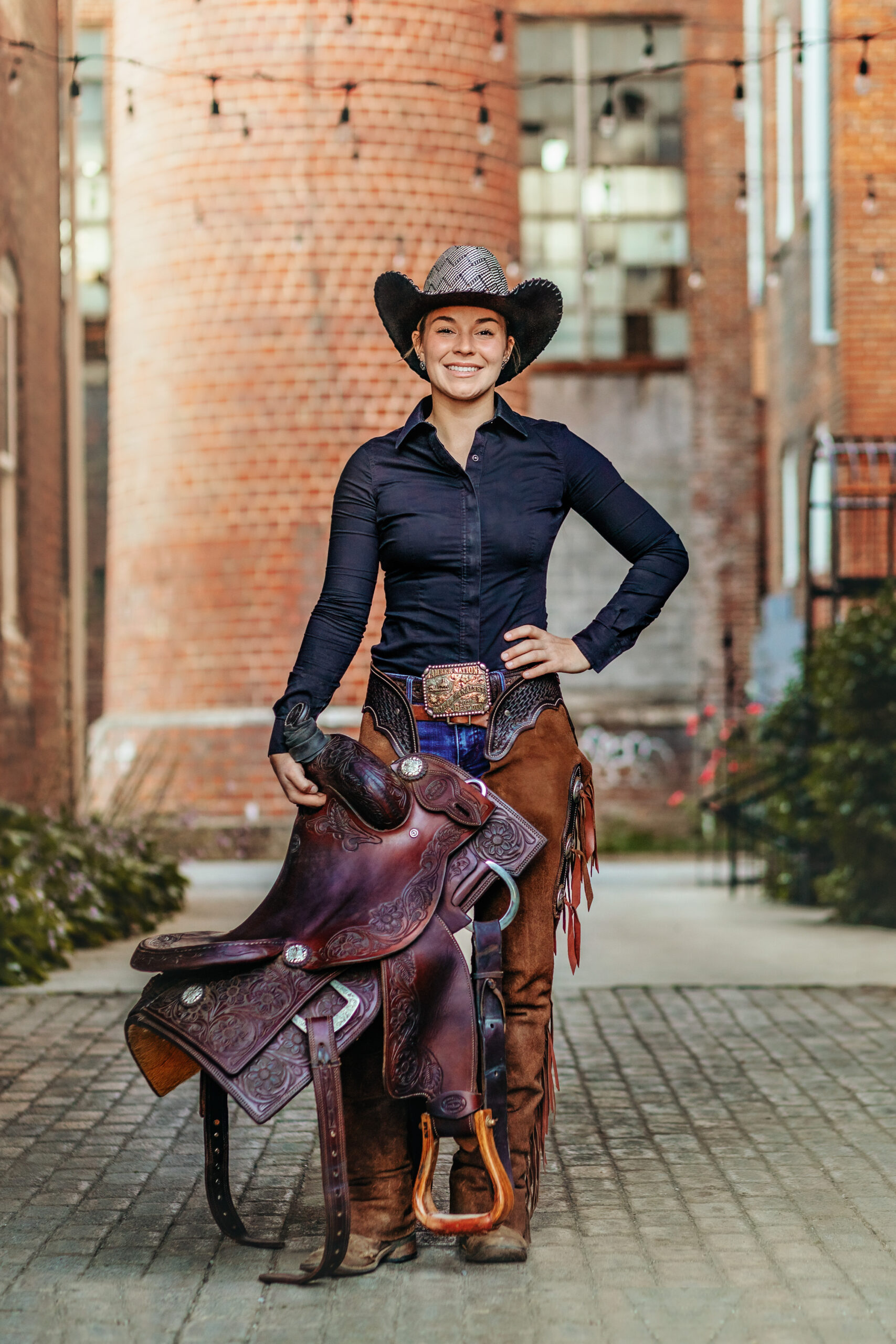 Rider with western saddle