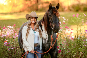Beautiful Horse Photography - Cowgirl in Wildflower field