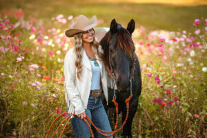 Beautiful Horse Photography - Cowgirl in Wildflower field