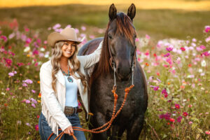Beautiful Horse Photography - Cowgirl in Wildflower field