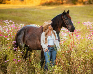 Beautiful Horse Photography - Cowgirl in Wildflower field