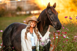 Beautiful Horse Photography - Cowgirl in Wildflower field