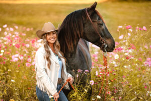 Beautiful Horse Photography - Cowgirl in Wildflower field