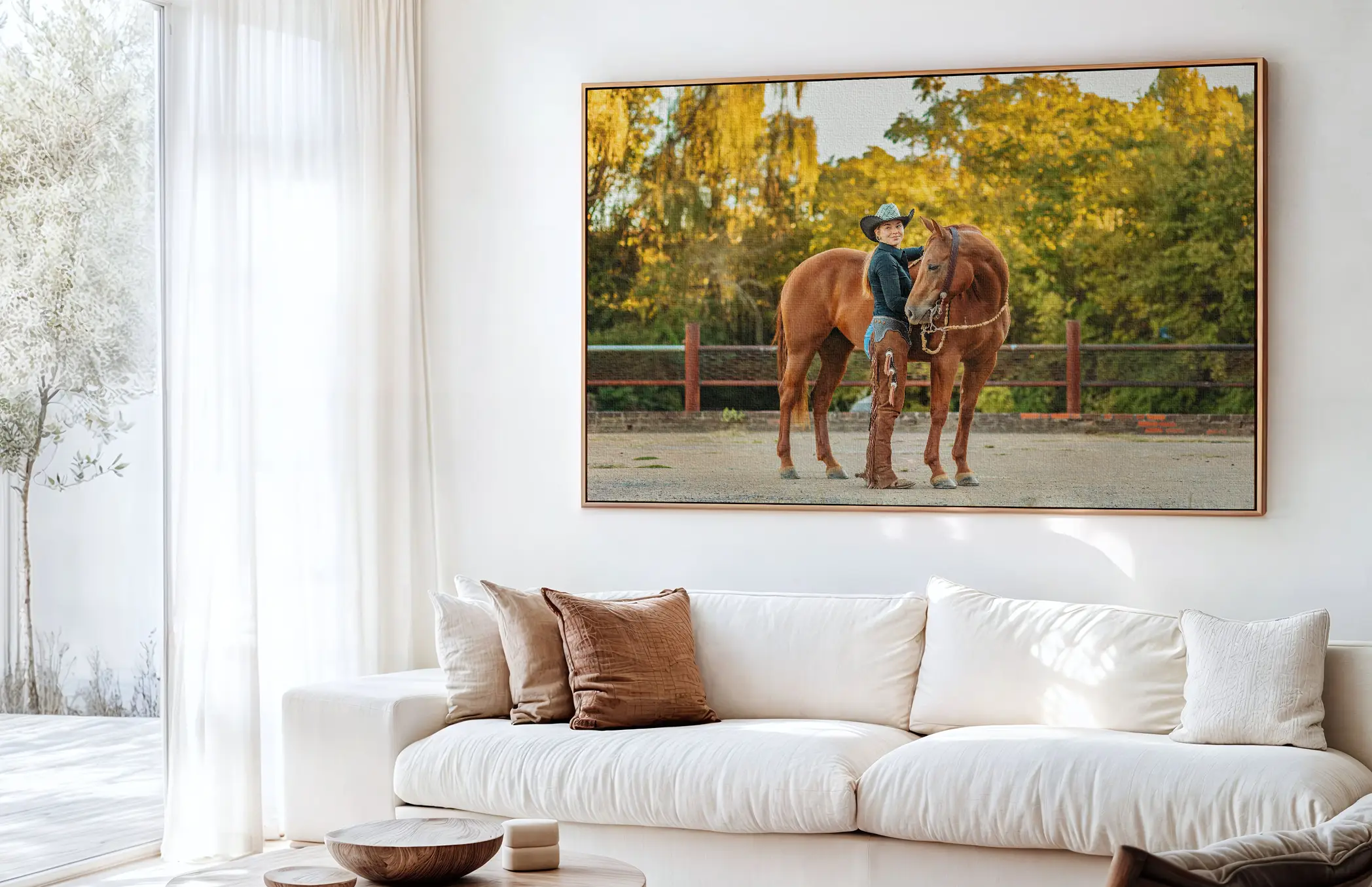 horse and rider wallart living room